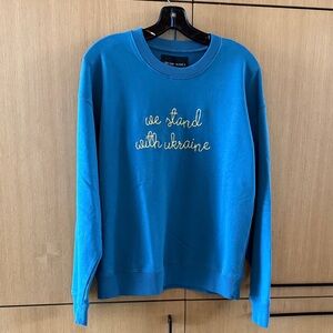 Lingua Franca Crewneck Sweatshirt Embroidered “We Stand With Ukraine” Medium